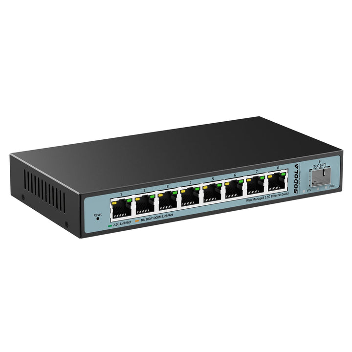 SODOLA 9 Port 2.5G Smart Web Ethernet Switch,1 10G SFP und 8 x 2.5G Base-T Ports,Unterstützt Statisc