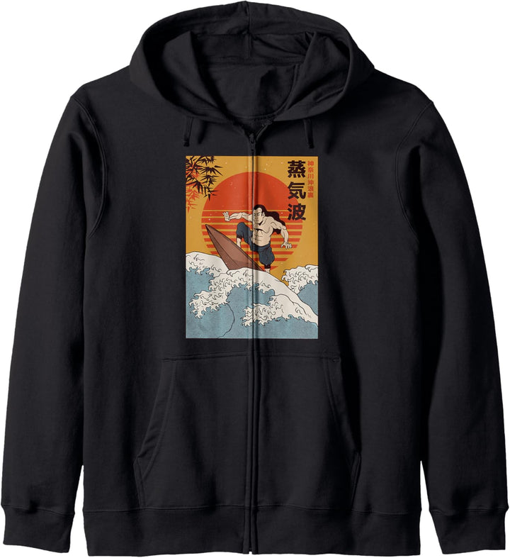 Surfender Samurai l Traditionelle japanische Ukiyo-e Kunst Kapuzenjacke