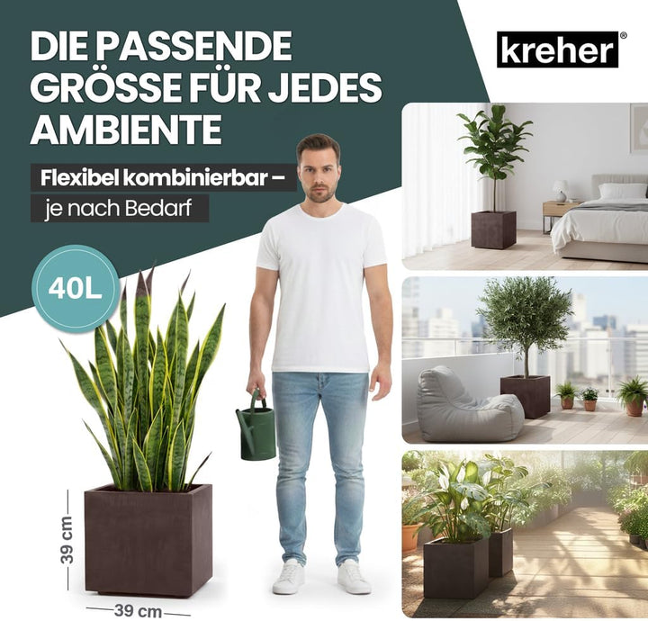 Kreher XL Pflanzkasten Millennium in verschiedenen Formaten und Farben. Tolle Naturstein Optik in Br