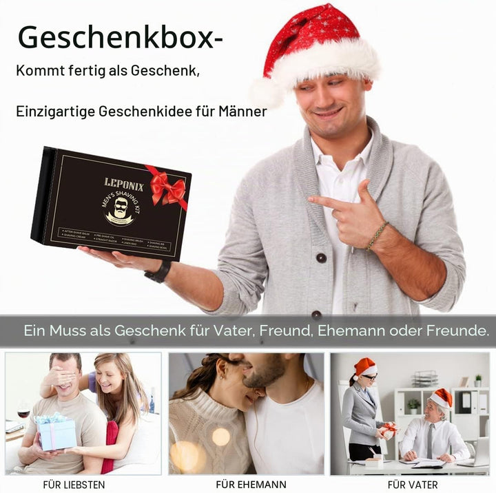 Rasierset für Männer, Aftershave-Geschenkset für Männer, mit Sandelholz-Rasiercreme, Aftershave-Bals