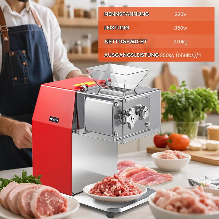NEWTRY 850W Kommerzielle Fleischschneidemaschine zum Schneiden, Zerteilen und Würfeln von knochenlos