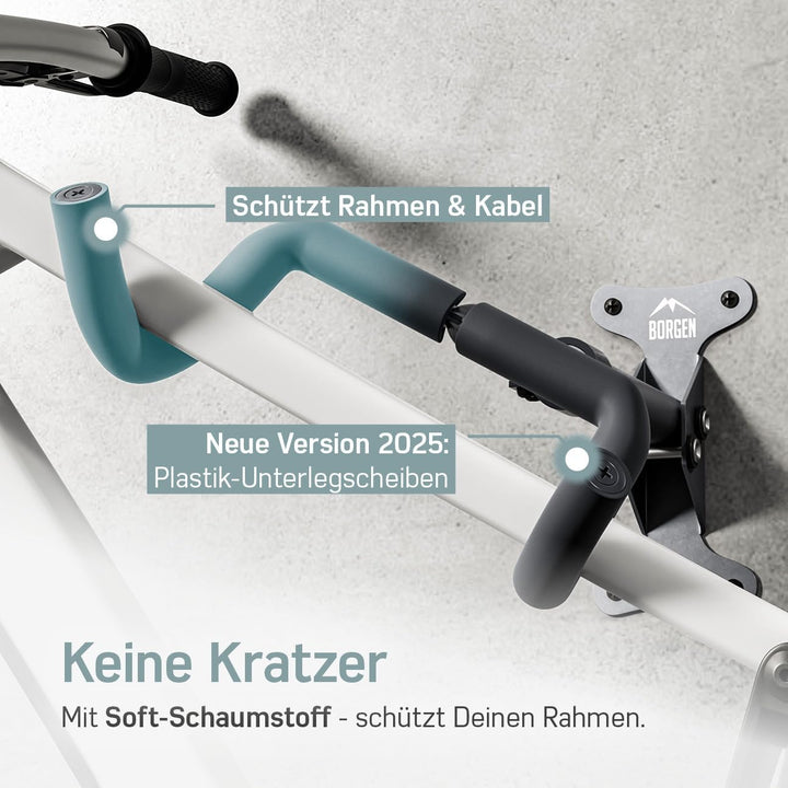 Borgen Fahrrad Wandhalterung klappbar - Fahrradhalterung Wand bis 20kg Tragfähigkeit - Winkel und Wa