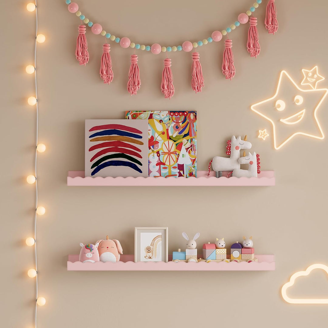 [en.casa] Wandregal für Kinder Vestnes Schweberegal Kinderzimmer Regale im 2er Set Ablagen in Wellen