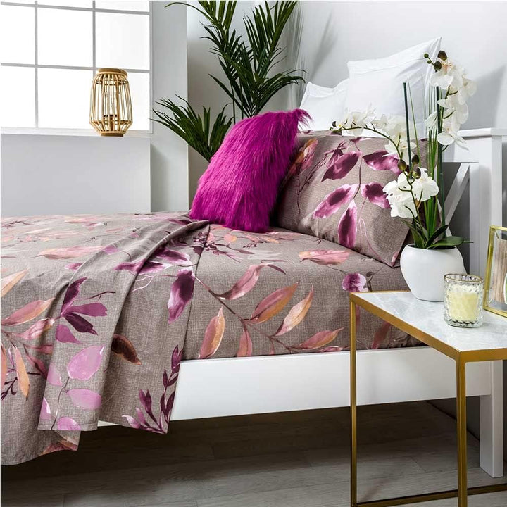 COTTON ARTean KADO Bettwäsche-Set, 105 x 190/200 cm, hypoallergen Cama 105 X 190/200 Aubergine, Cama