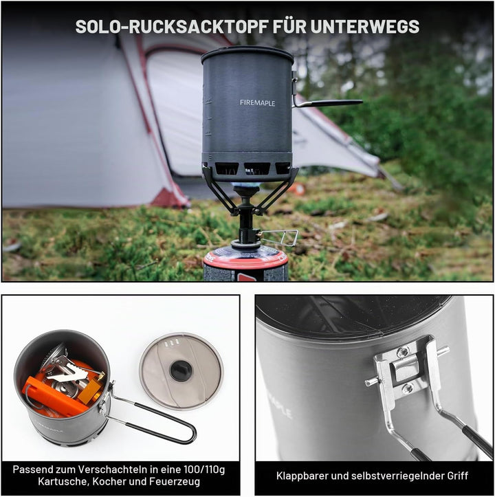 Fire-Maple 600 ml G3 Petrel Ultraleichter Camping-Topf, leicht, Outdoor, hohe Effizienz, faltbarer W