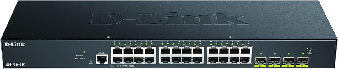 D-Link DGS-1250-28X/E, 28-Port Layer 2/3 Smart Managed Gigabit Switch (24x BaseT Port, 4X 10G SFP+ S