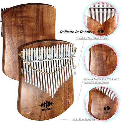 MOOZICA 21 Tasten Massives Koa-Holz Kalimba, Einzel-Massivholzplatte Professionelle Kalimba Thumb Pi