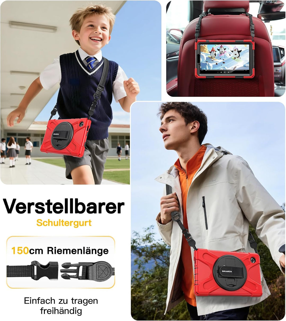 BRAECN für Galaxy Tab A11 Hülle - Samsung Tablet A11 8.7 Zoll 2025 Rot | Stossfeste Schutzhülle mit
