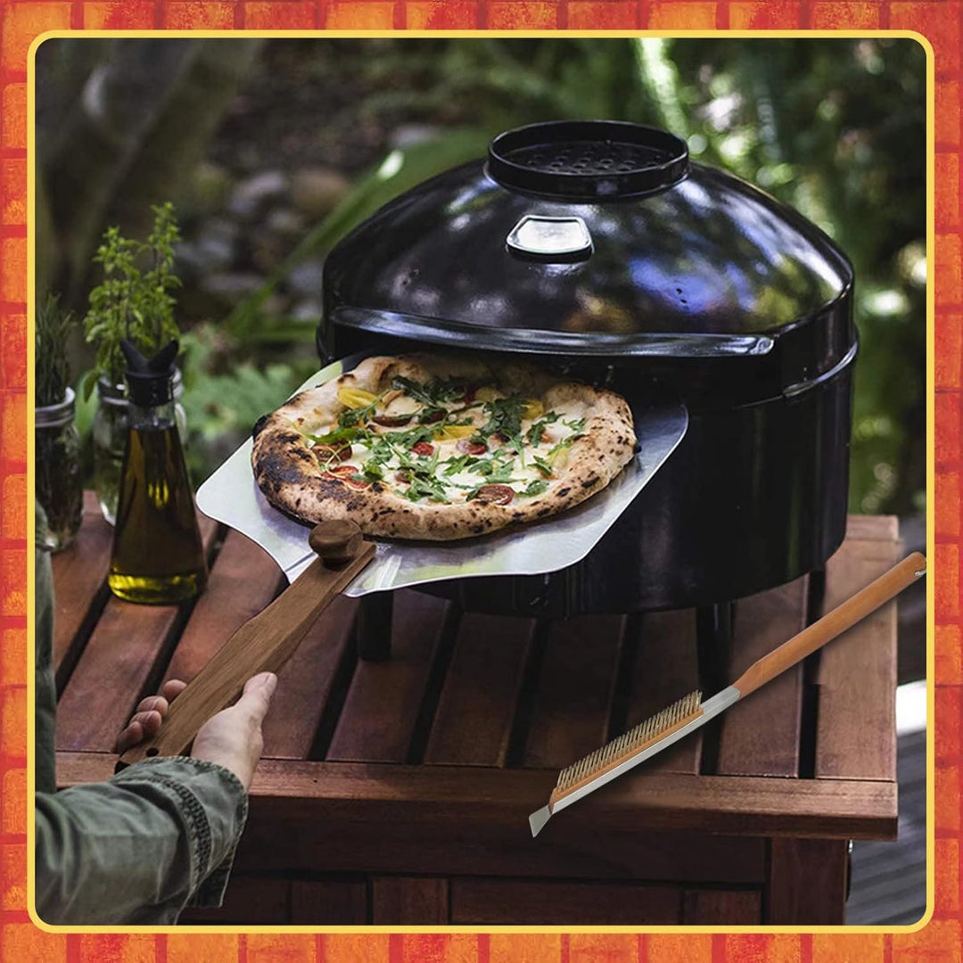 Pizza-Ofen-Bürste,Kupferdraht-Pizzastein-Reinigungsbürste mit Schaber,Grill-Grill-Reinigungswerkzeug