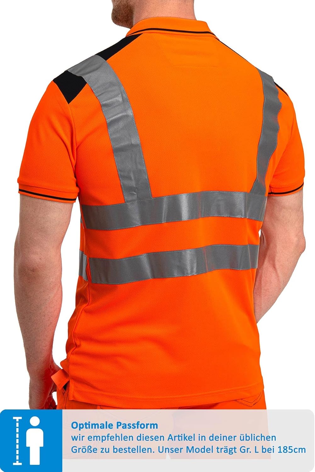 Herren Warnschutz Poloshirt, Hohe Sichtbarkeit durch Reflexstreifen EN ISO 20471 Klasse 2 M Neonoran