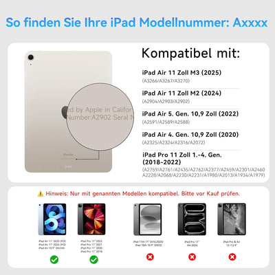 HOU für iPad Air 5 Hülle mit Tastatur für iPad Air 6 11 Zoll, für iPad Pro 11 Hülle mit Tastatur (4.