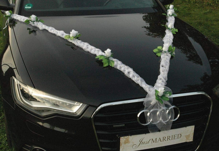 Sonder Organza Girlande Braut Paar Rose Deko Dekoration Hochzeit Car Auto Wedding ®Auto-schmuck Deko