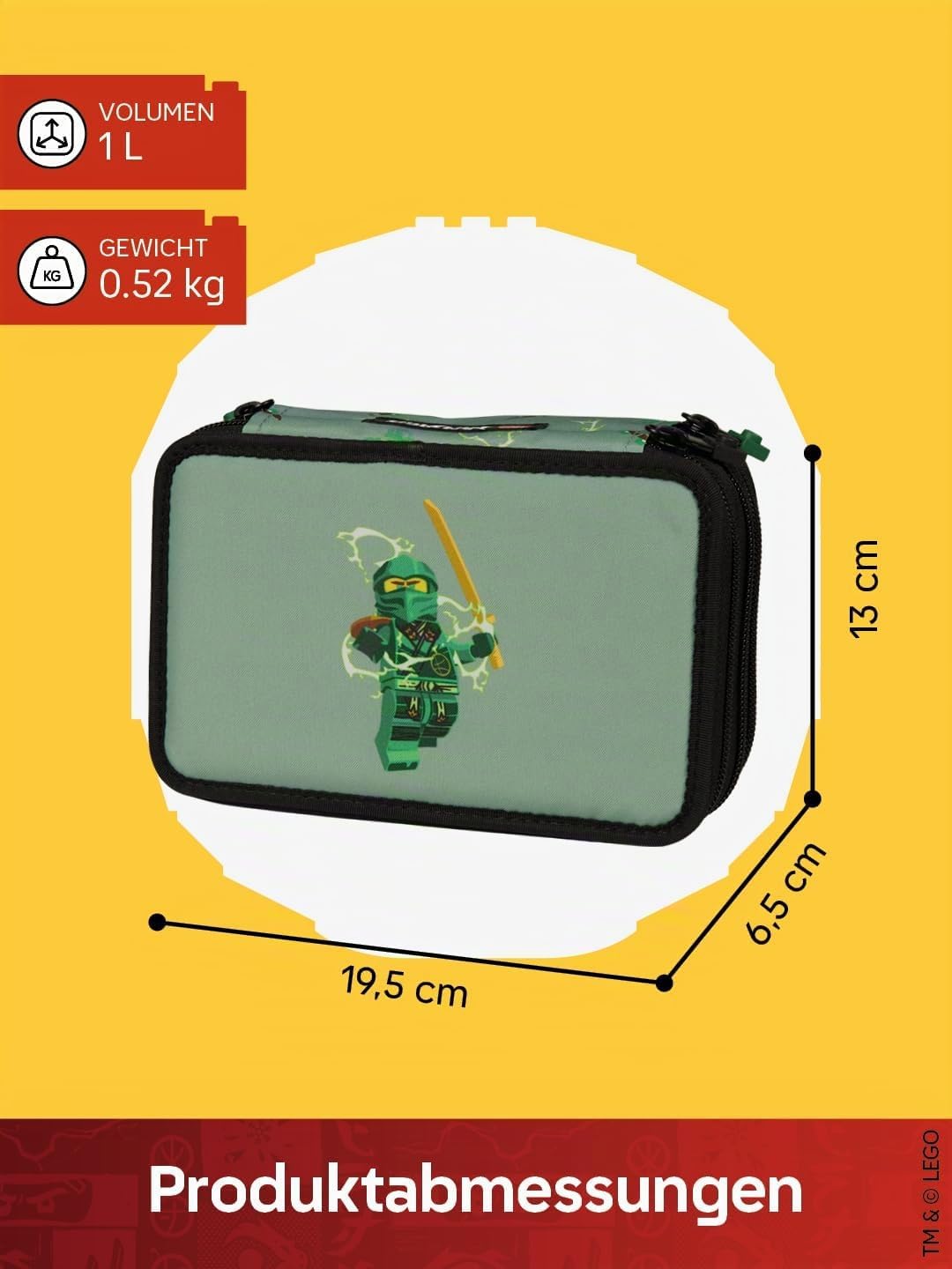 SKANDO BAGS LEGO® NINJAGO® Federmäppchen Junge gefüllt Spinjitzu Master – 3-Fach Federmappe mit 3 Fä