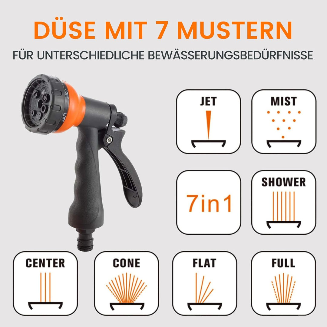 Giraffe Tools Automatikschlauchtrommel 25m+2m, Wandmontierte Gartenschlauch-Aufroller 180° Schwenkba
