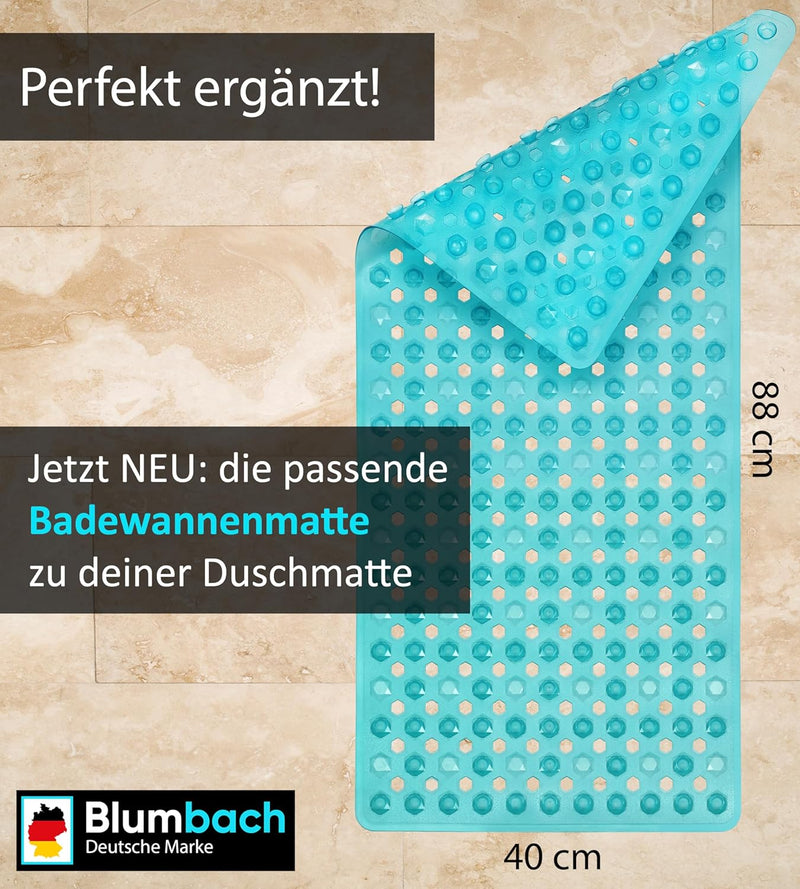 Blumbach® Duschmatte rutschfest 53x53cm - 100% BPA-frei - Inkl. 2 Haken zum Aufhängen - griffige Ant