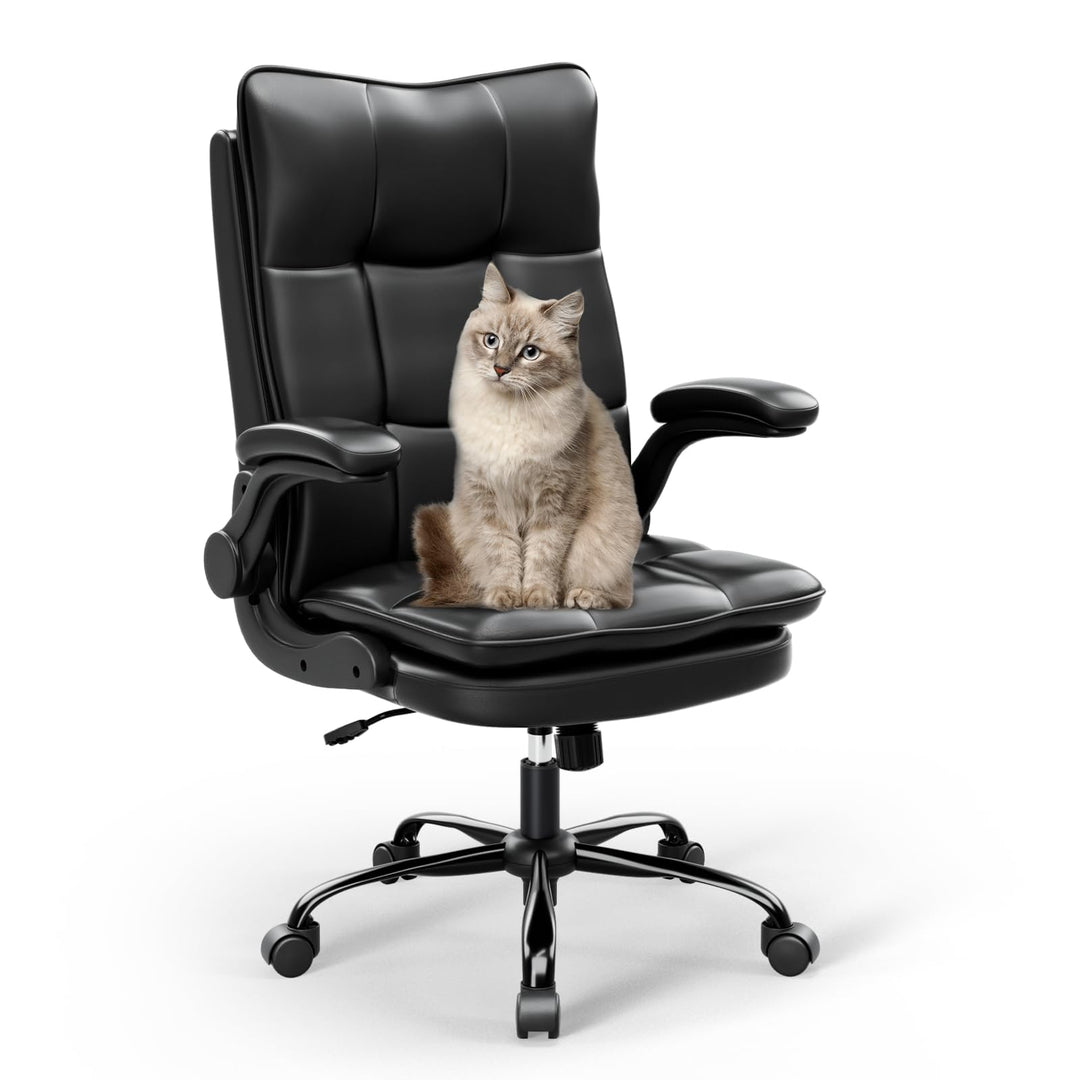 Asukale Bürostuhl Schreibtischstuhl Ergonomisch, Chefsessel mit Kratzfeste Technologieleder, klappba