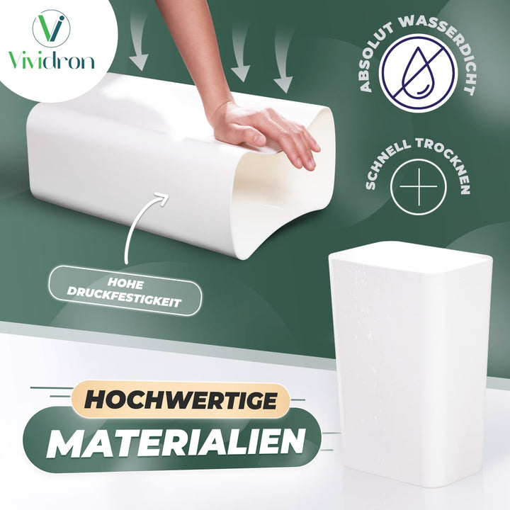 3er Pack 10L Kleiner Mülleimer mit Deckel, Badezimmer Abfalleimer mit Druckdeckel, Kleiner Mülleimer