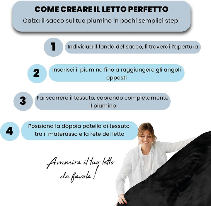Italian Bed Linen Bettwäscheset für Doppelbetten, 250 x 200 cm 250 x 200 cm schwarz/grau Schwarz / G