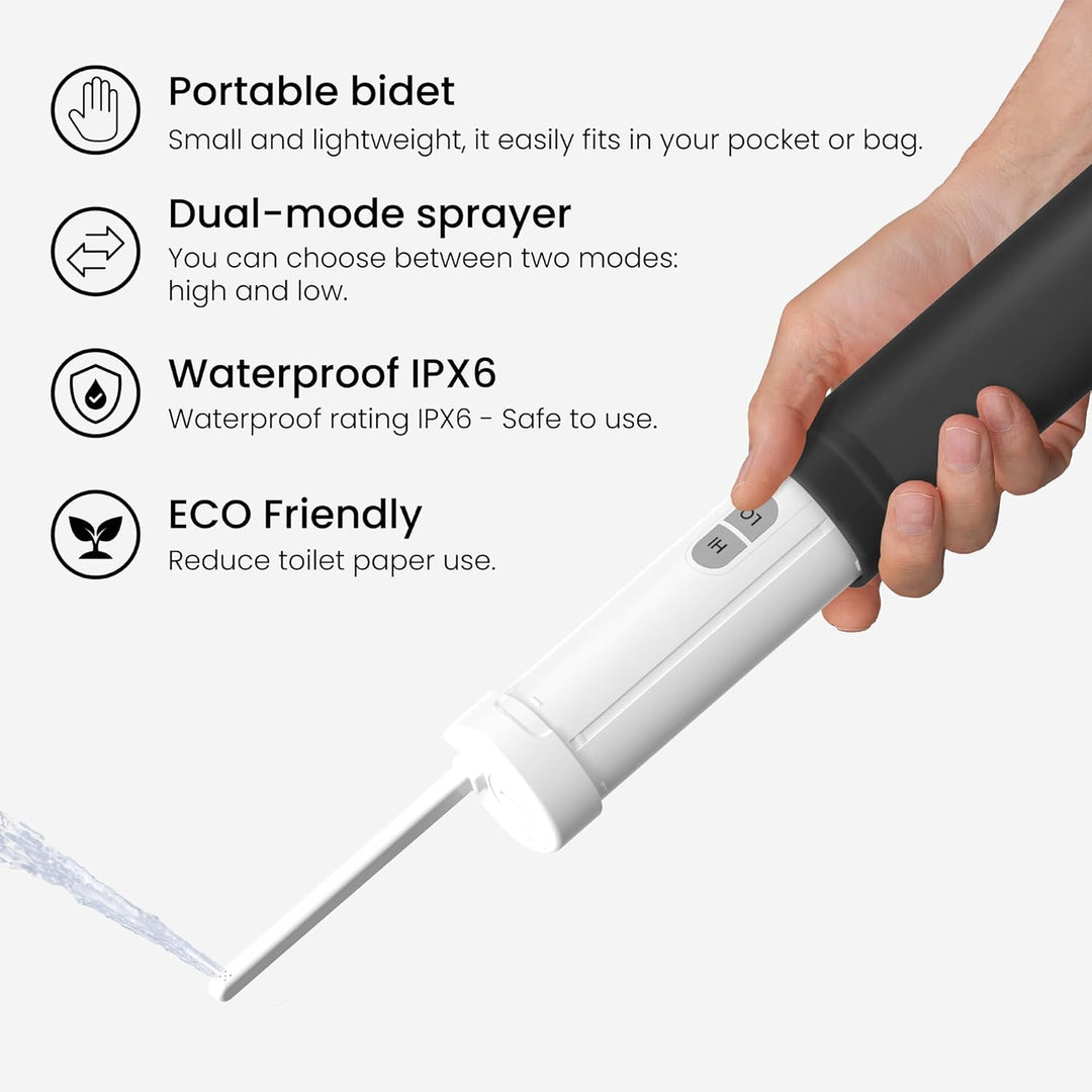 VOVO Go Tragbare Elektrische Reisebidet – 2 Einstellbare Druckstufen, Kompaktes Handbidet, Ideal Für