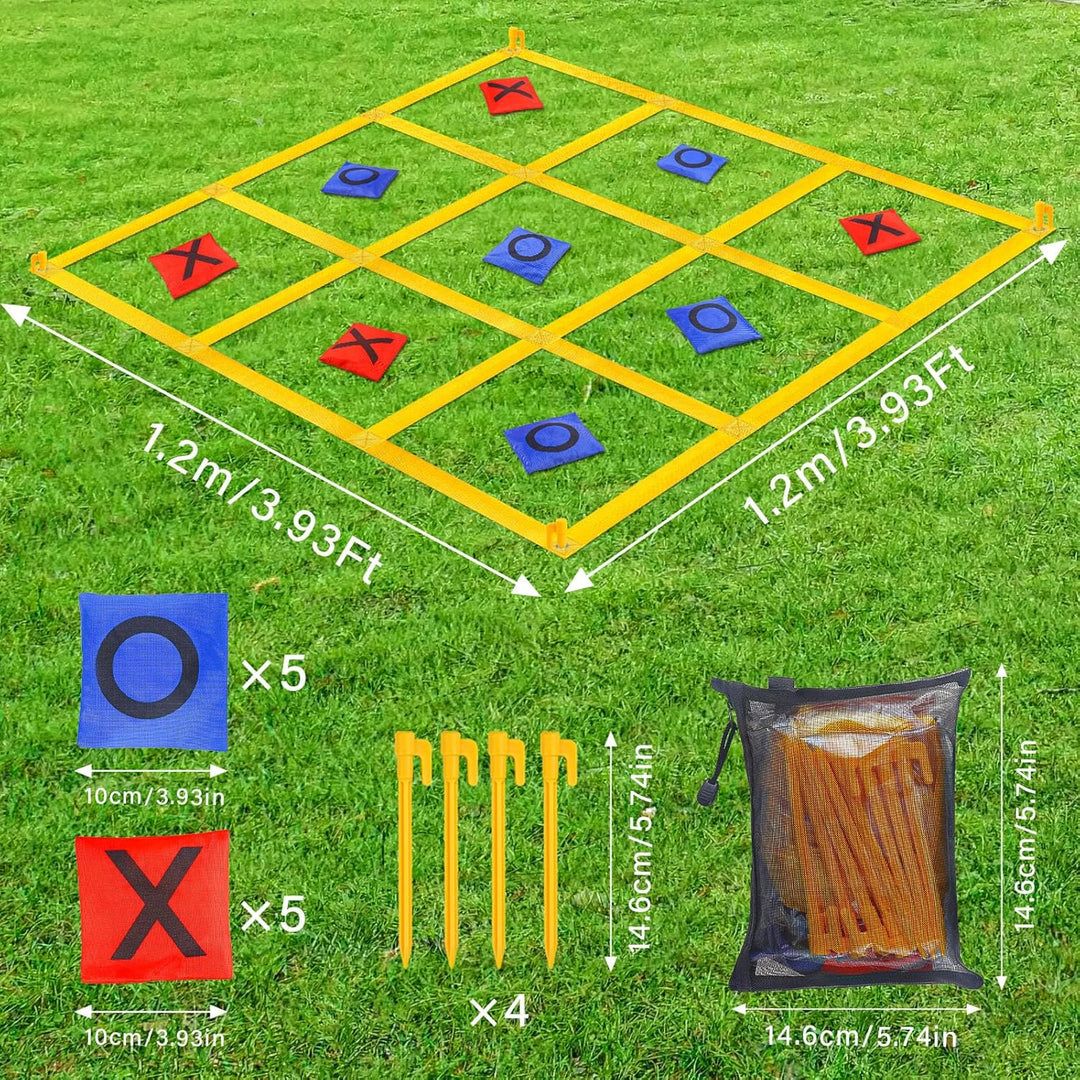 Riesiges Tic Tac Toe, Sitzsack-Wurfspiele für Kinder und Erwachsene, Outdoor-Spielset, Nylon, Gelb,
