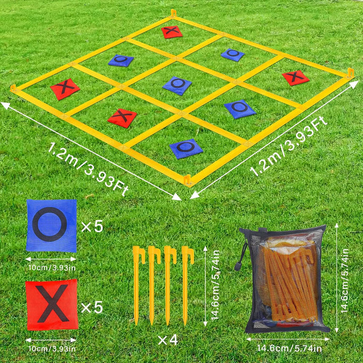 Riesiges Tic Tac Toe, Sitzsack-Wurfspiele für Kinder und Erwachsene, Outdoor-Spielset, Nylon, Gelb,