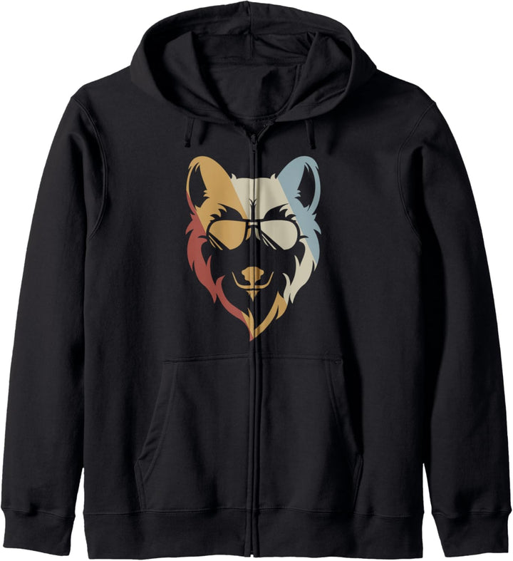 Wolf Retro Style Vintage Kapuzenjacke