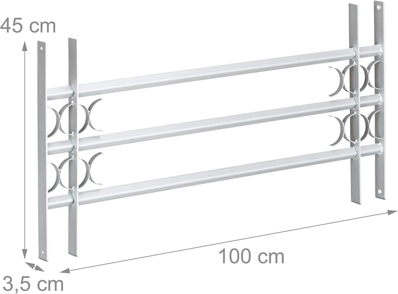 Relaxdays Fenstergitter Einbruchschutz, Ausziehbar, Aussen, Verzinkt, Stahl, 450 x 1000-1500 mm, Sic