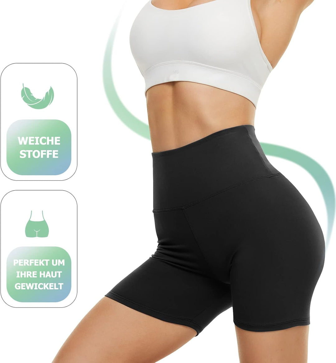 DDOBB Radlerhose Damen Kurze Shorts Sporthose Leggings Blickdicht High Waist Shorts Elastisch Unterh