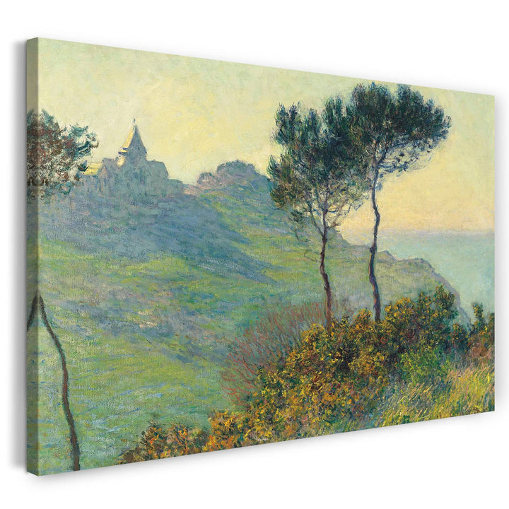 Printed Paintings Leinwand (80x60cm): Claude Monet - Die Kirche von Varengeville, untergehende So 80