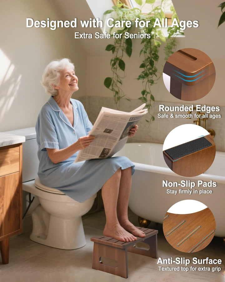 Toilettenhocker Holz, Klappbarer WC Hocker für Erwachsene, Toilettenhocker Erwachsene,Tritthocker Kl