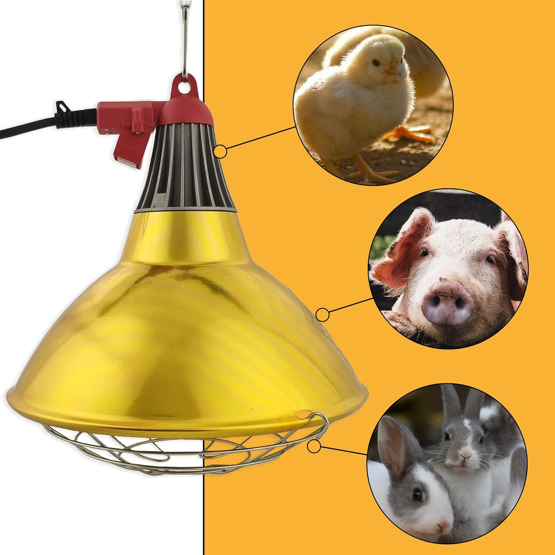 XXL Wärmestrahler 30 ⌀ Durchmesser mit Sparschalter | 5 meter Kabel mit Infrarotlampe | Set 150 W Ro