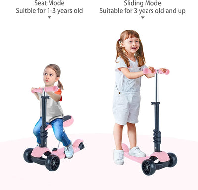 Scooter für Kinder| Tretroller mit Abnehmbarem Sitz 3-in-1 Höhenverstellbarer Kinderroller mit Leich