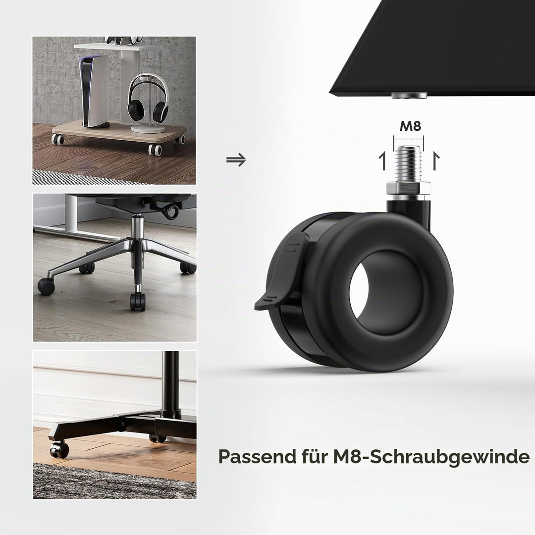 FITUEYES DESIGN Rollen 4er Set bis 80kg belastbar Lenkrollen mit Bremse M8 Gewinde für Möbel und Ger
