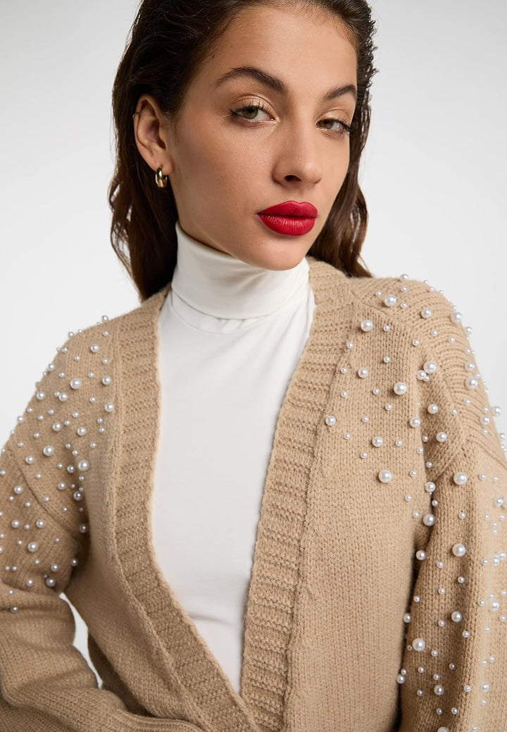 faina Cardigan Damen 11025481 M-L Beige, M-L Beige