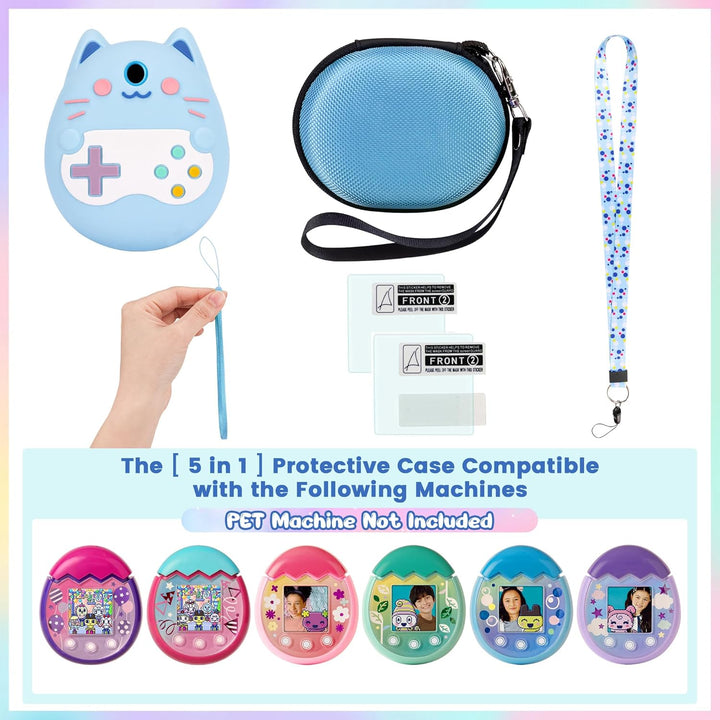 Silikon Hülle und Hartschalenkoffer kompatibel mit Tamagotchi Pix Virtuelles Haustierspielzeug, Schu