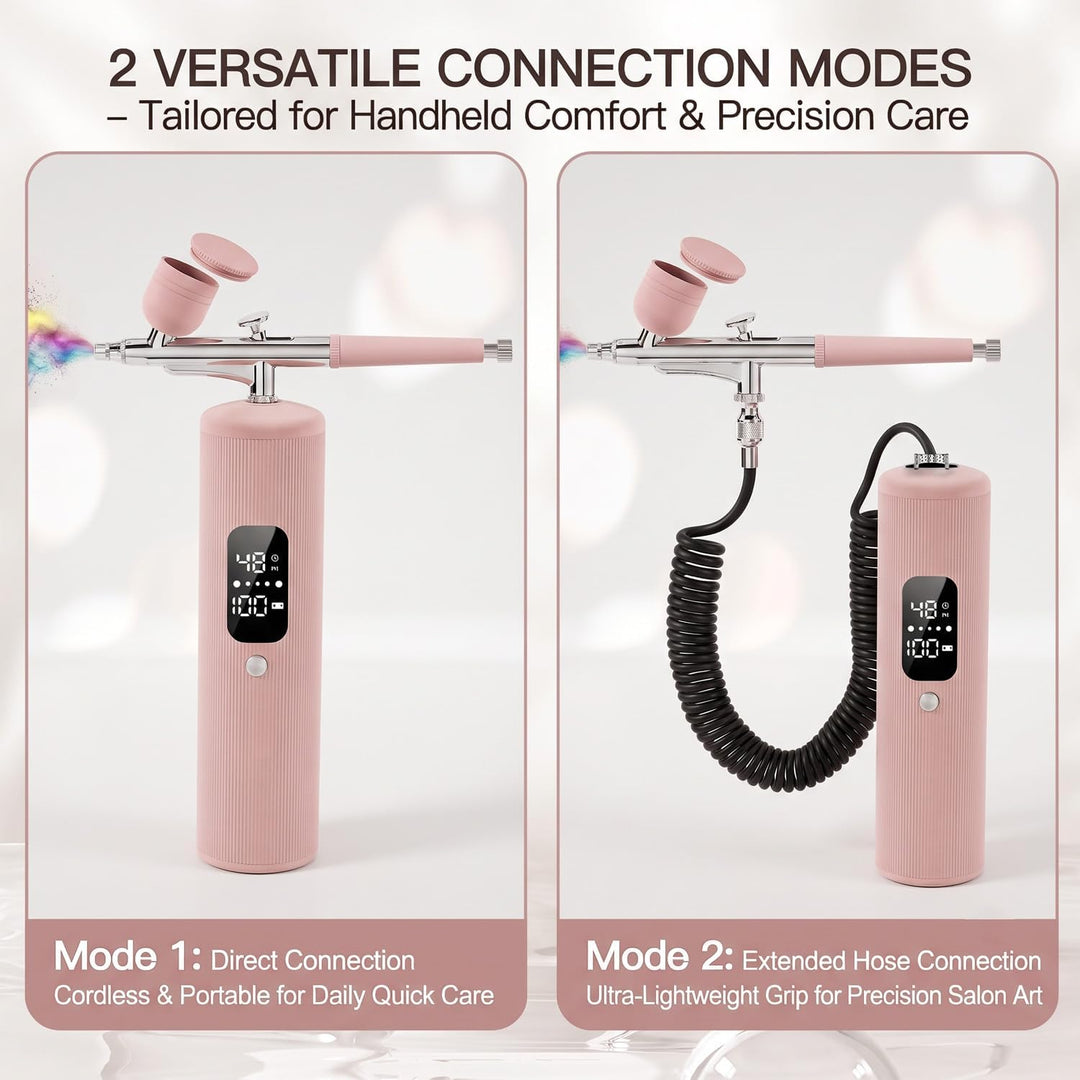 Airbrush-Set mit LCD-Display, 48PSI Nagel-Airbrush-Set mit Kompressor Rose, Rose