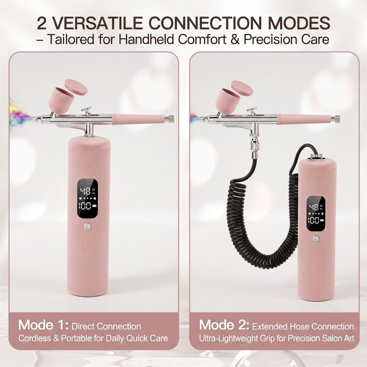 Airbrush-Set mit LCD-Display, 48PSI Nagel-Airbrush-Set mit Kompressor Rose, Rose