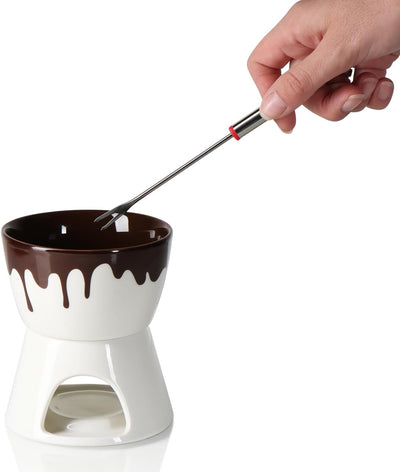 com-four® Schokoladenfondue-Set - Schmelztopf für Schokolade und Käse - Keramikschale mit Teelichtha