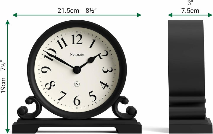 NEWGATE® Divisadero Kaminsims Uhr | Traditionelles doppelschnecken Design | Schwarz | Klassischer St