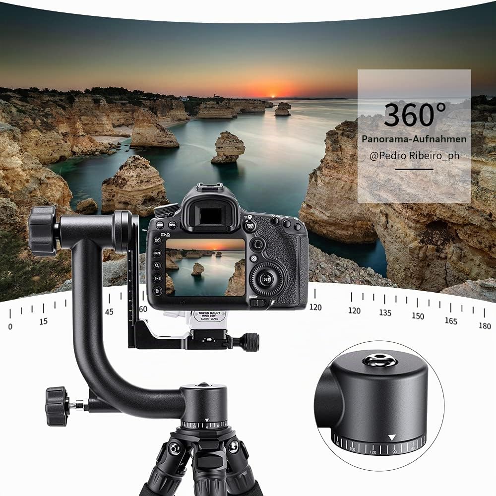 K&F Concept Aluminium Gimbalkopf, Professional Heavy Duty Metall 360° Panorama Stativkopf mit 20 KG