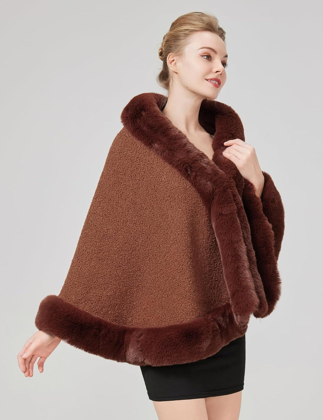 BEAUTELICATE Damen Kunstpelz Stola Brautjacke Bolero Winter Brautschal Mantel für Hochzeit Festlich