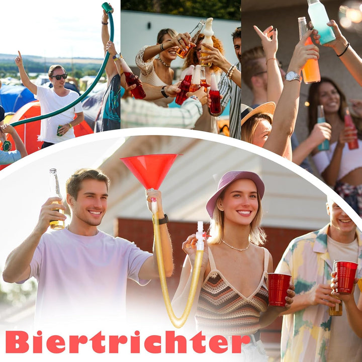 Milageto Party Biertrichter mit Ventil, Trinktrichter mit Schlauch &amp; Hahn für Partyspiel, Biercrash