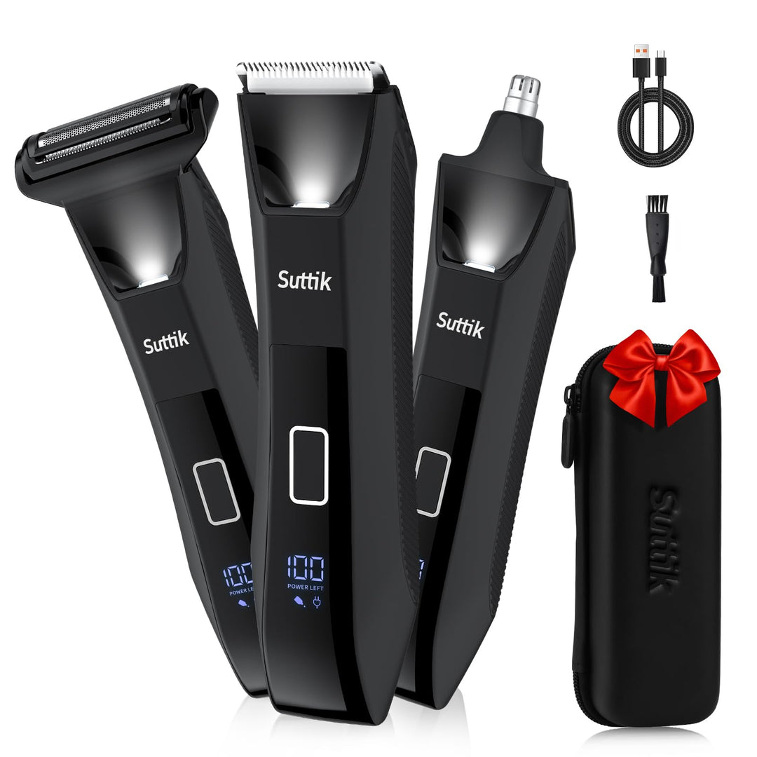 Suttik 3 IN 1 Intimrasierer Trimmer für Männer Körper &amp; Kugelhaartrimmer Nasenhaartrimmer Nass-/Troc