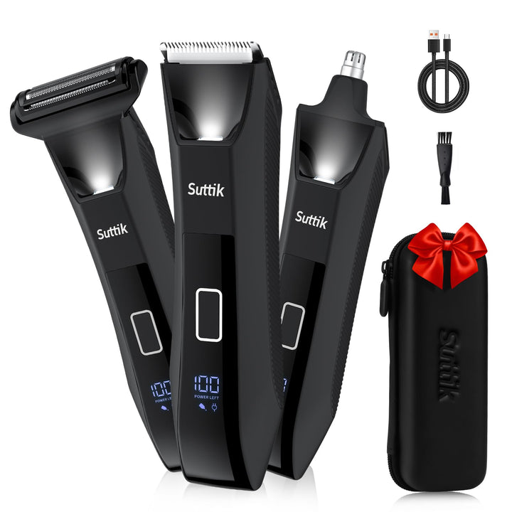 Suttik 3 IN 1 Intimrasierer Trimmer für Männer Körper &amp; Kugelhaartrimmer Nasenhaartrimmer Nass-/Troc
