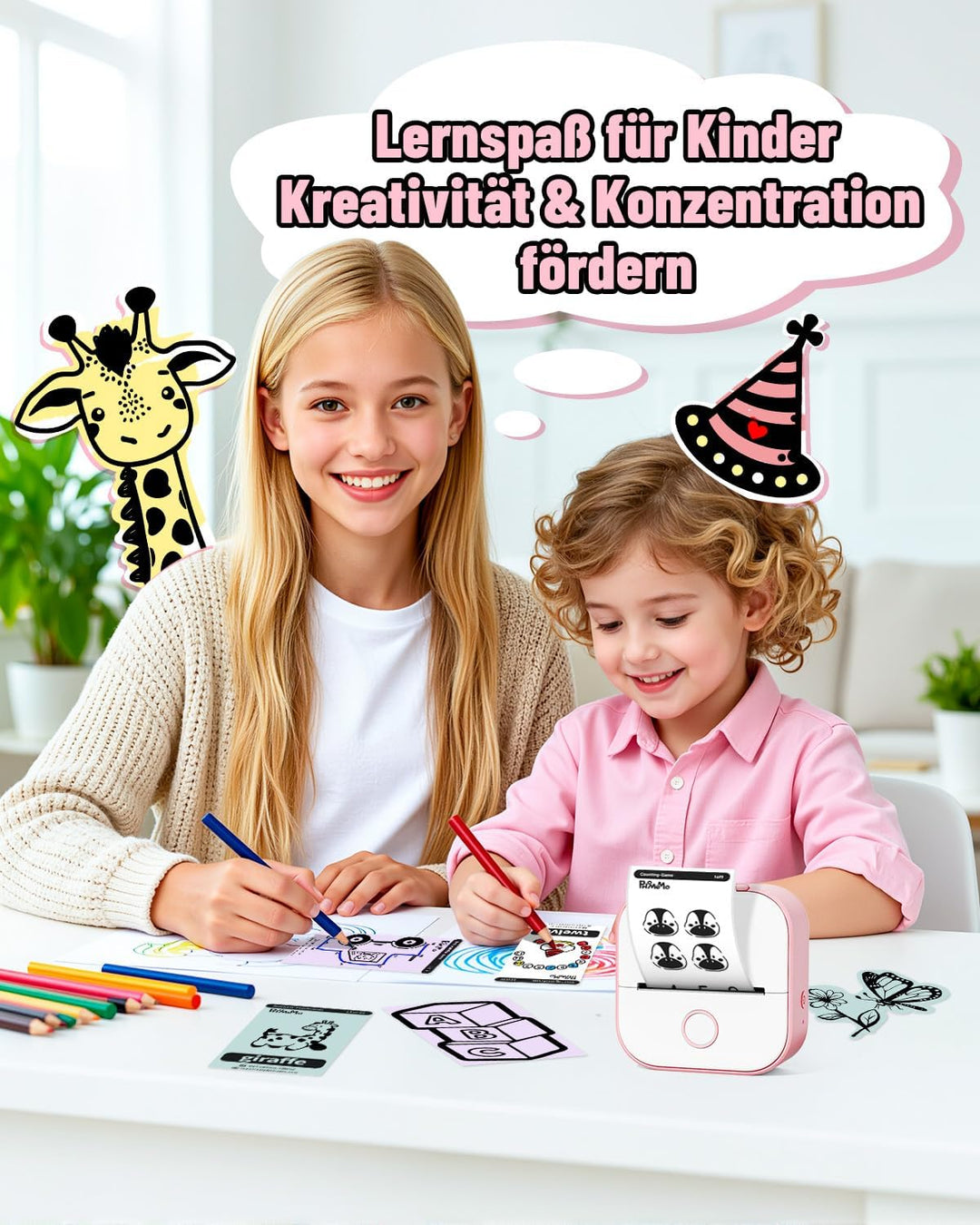 Phomemo Mini Etikettendrucker,T02 Sticker Fotodrucker für Smartphone,Handy Thermodrucker klein mit 3