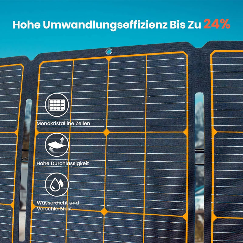 120W Solar Panel，Faltbar Solarmodul für Tragbare Solargeneratoren,IP68 Solarpanel für Outdoor Garten