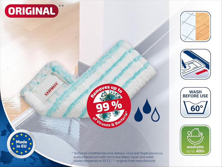 Leifheit 3er Set Wischbezug Profi XL, für Trocken- und Nassreinigung, waschbare Bodenwischer Bezüge