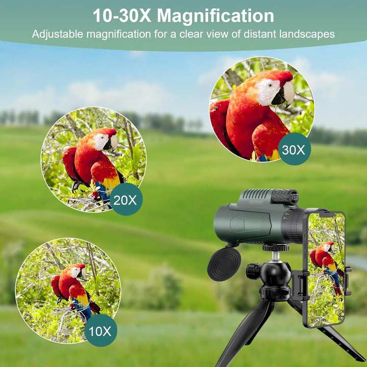 10-30 X 50 Monokular Teleskop Monokular Fernglas BAK4 Prisma Mehrschichtige Linsen Mit Stativ Handy-