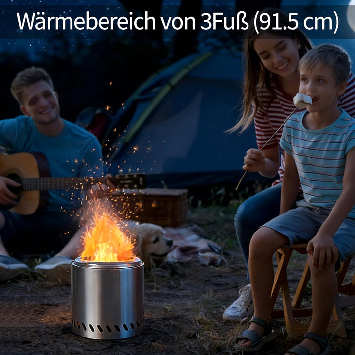 Feuerschale 22cm Edelstahl – Tragbarer Outdoor Campingkocher & Feuerkorb für Garten, BBQ & Kochen mi