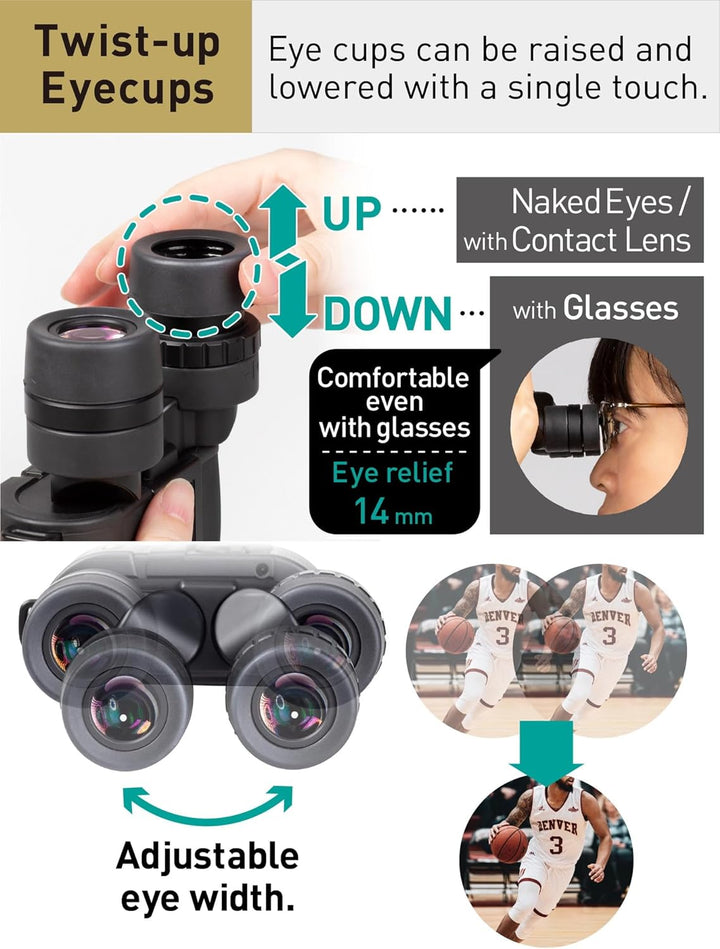 Kenko Bildstabilisierung Fernglas VcSmart 10x30, Full Multi-Coarting für Sport, Konzerte und Outdoor
